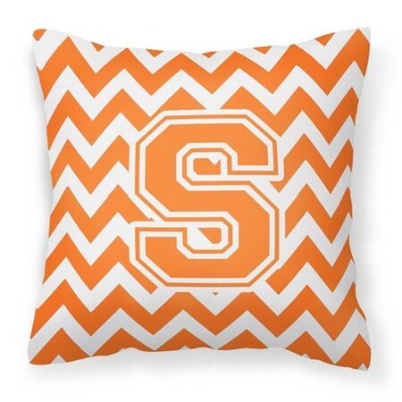 Carolines Treasures Carolines Treasures CJ1046-SPW1414 Letter S Chevron Orange & White Fabric Decorative Pillow CJ1046-SPW1414